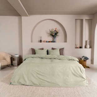 Sale - Kayori - Kai - Dekbedovertrek - Katoen - 240/200-220 - Saliegroen