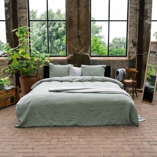 Sale - Kayori Rinen - Dekbedovertrek - Linnen - 140/200-220 - Saliegroen