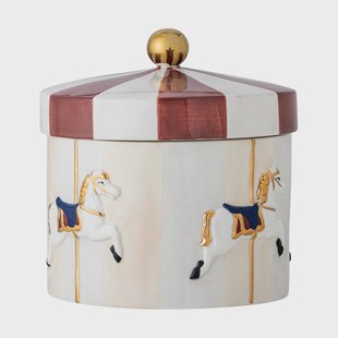 Bloomingville Draaimolen pot met deksel Ø19,5x20,5 cm Rood-wit