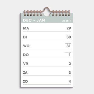 Spiraalkalender A5 2026 Grijsgroen