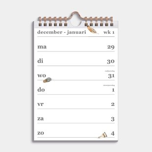 Spiraalkalender A5 2026 Veertjes