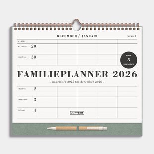 Familieplanner Spiraal 2026 A4+ Groen