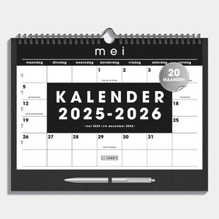 Maandkalender D4 25/26 Lederlook Zwart