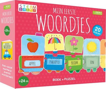 Puzzeltrein 20 stukjes en boek - Mijn eerste woordjes