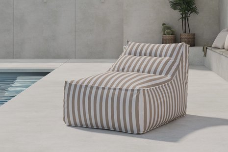 Nohr Outdoor Loungestoel 'Carlson' Olefin, kleur Wit/Beige Gestreept