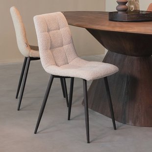 LABEL51 Eetkamerstoel 'Juul' Bouclé, kleur Champagne