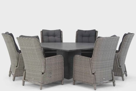 Garden Collections Kingston/Graniet 170 cm triangel dining tuinset 7-delig