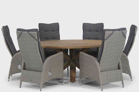 Garden Collections Lincoln/Sand City 160 cm rond dining tuinset 7-delig