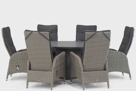 Garden Collections Lincoln/Graniet 140 cm rond dining tuinset 7-delig