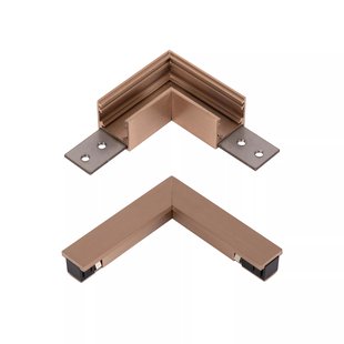 Lucide Linial - magnetisch railsysteem - horizontaal hoekprofiel & elektrische connector - 9 x 9 x 1,8 cm - champagne