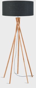 Good&Mojo Vloerlamp 'Kilimanjaro' Bamboe en Eco linnen, kleur Donkergrijs
