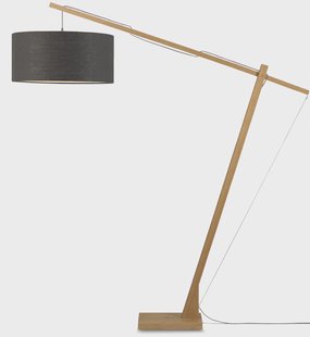 GOOD&MOJO Vloerlamp 'Montblanc' Bamboe en Eco linnen, 207cm, kleur Donkergrijs