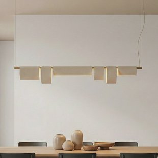 Lucande hanglamp Kirim, crèmewit, stof, lengte 137 cm