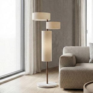 Lucande vloerlamp Kirim, crèmewit, stof, hoogte 150 cm