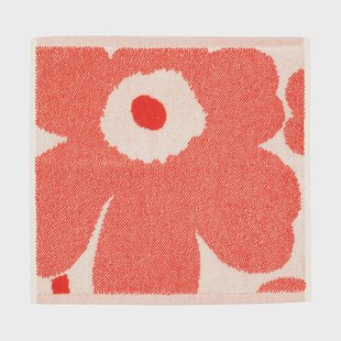 Marimekko Unikko mini handdoek 32x32 cm Off white-orange red