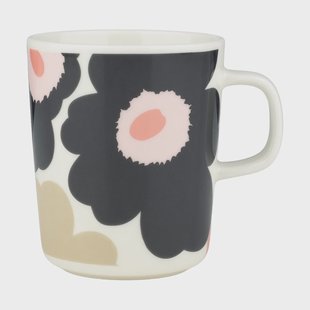 Marimekko Unikko mok 25 cl Off white-charcoal-sand-pink
