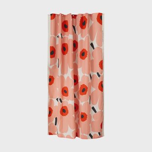 Marimekko Unikko douchegordijn Offwhite-coral-red-charcoal
