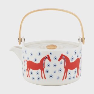 Marimekko Musta Tamma theepot 7 dl Off white-orange red-light blue