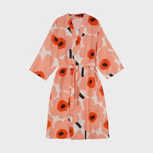 Marimekko Unikko badjas S/M Off white-coral-orange red-charcoal