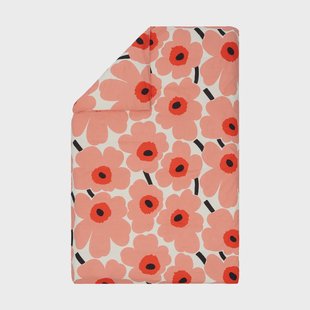 Marimekko Unikko dekbedovertrek 150x210 cm Off white-coral-orange red-charcoal