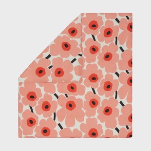 Marimekko Unikko dekbedovertrek 220x240 cm Off white-coral-orange red-charcoal
