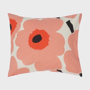 Marimekko Unikko kussensloop 50x60 cm Off white-coral-orange red-charcoal