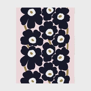 Marimekko Unikko stof Pink-charcoal-light brown