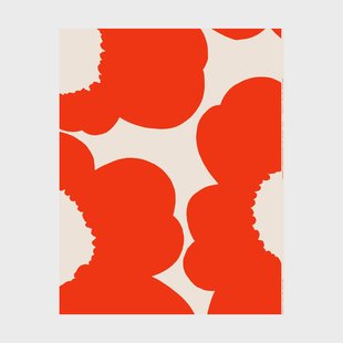 Marimekko Iso Unikko satijnen stof Cotton-orange red