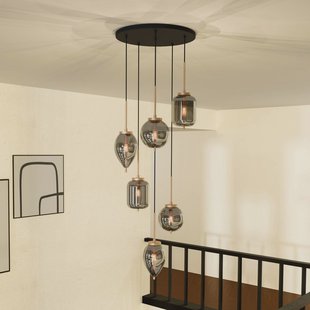 Lucande hanglamp Elani, 6-lamps, Ø 62 cm, glas