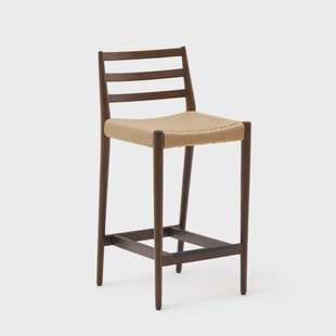 Kave Home Barkruk 'Analy' Eiken, kleur Walnoot (zithoogte 70cm)