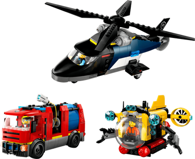 LEGO City Helikopter, Brandweerauto en onderzeeër remix 60462