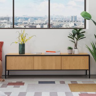 Kave Home TV-meubel 'Nadyria' 180cm, kleur eiken / zwart