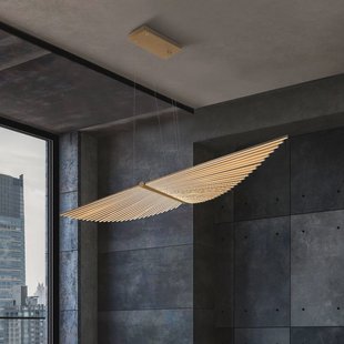 Quintiesse LED hanglamp SERAPH, goud geborsteld, lengte 105 cm Metaal