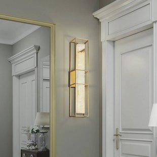 Quintiesse LED buiten wandlamp BLAKLEY, goud/alabaster, hoogte 61 cm, IP44