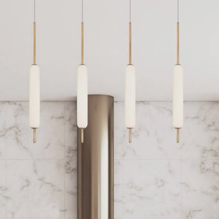 Quintiesse LED hanglamp CUMBERLAND, goud, Ø 13 cm, metaal/glas