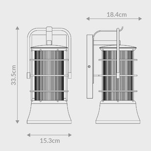 Quintiesse Buitenwandlamp RIVAMAR, hoogte 34 cm, zwart/goud, IP44 E27