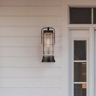 Quintiesse Buitenwandlamp RIVAMAR, hoogte 41 cm, zwart/goud, IP44 E27