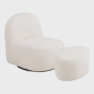 Fauteuil Milo ribstof met krukje | House Nordic
