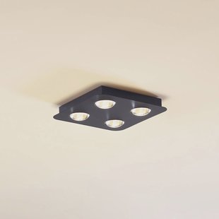 Lindby plafondlamp Jyla, matzwart, 25 x 25 cm, 4-lamps.