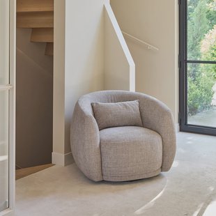 Rivièra Maison Draaifauteuil 'Leonardo' Chenille Jacquard, kleur Bright Taupe