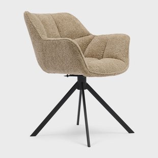 Rivièra Maison Draaibare Eetkamerstoel 'Carnaby' Chenille, kleur Soft Walnut