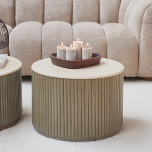 Rivièra Maison Ronde Salontafel 'Villanova' Travertin en mangohout, Ø60cm