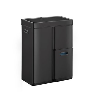 Eko Afvalscheidingsbak Mirage Plus - Staal - Mat Zwart - 54.7x36.7x70.5cm - 60l