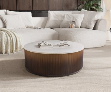 DELIFE Salontafel Fiorano 90x90 cm marmer wit metaal goud fusion afwerking