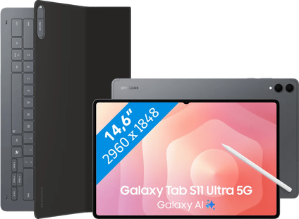 Samsung Galaxy Tab S11 Ultra 14,6 inch 256GB Wifi en 5G Grijs + Toetsenbord Hoes QWERTY