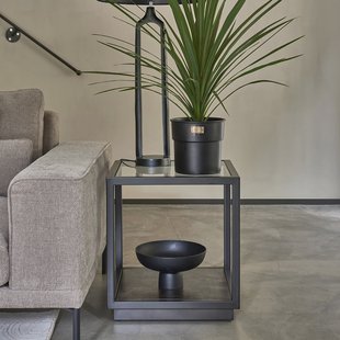 Rivièra Maison Bijzettafel 'Roger' Mangohout en Glas, 50 x 50cm