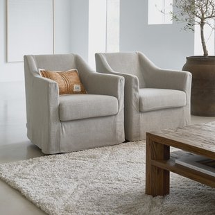 Rivièra Maison Fauteuil 'Huntington' Met hoes, Mouline Linnen, kleur Fabulous Flax