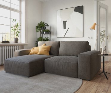 DELIFE Hoeksofa Lanzo 230x155 cm microvezel khakibruin met variabele recamière