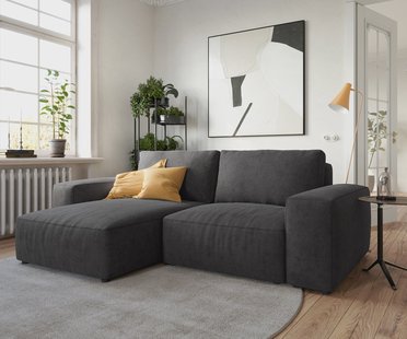 DELIFE Hoeksofa Lanzo 230x155 cm microvezel zwart met variabele recamière