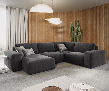 DELIFE Woonlandschap Lanzo 300x210 cm microvezel zwart met variabele recamière